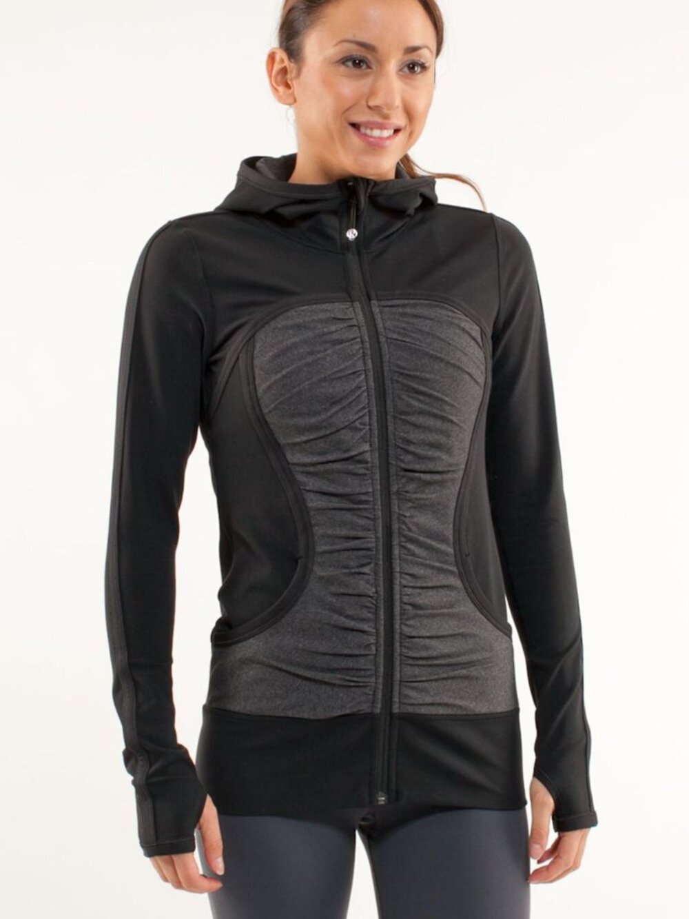 Lululemon Pure Balance Ruched Full Zip Hooded Jacket Black 4